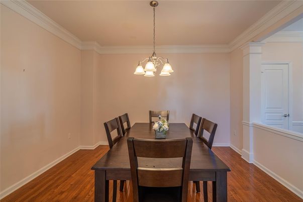 Chandelier, Dining room, Interior, Pendant Lights, Wood Texture Flooring