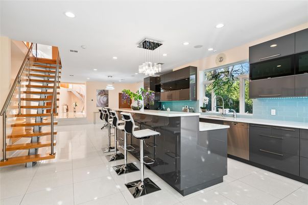 Interior, Kitchen, Pendant Lights, Recessed Lighting, Stainless Steel Appliances
