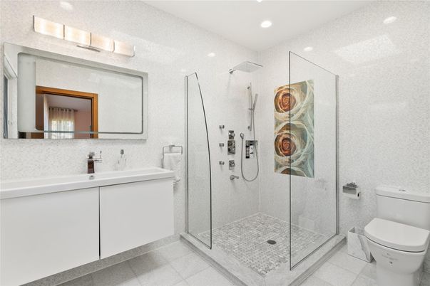 Bathroom, Glass Shower, Interior, Recessed Lighting