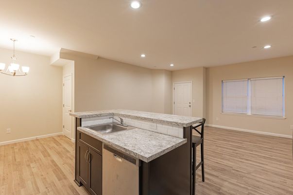 Chandelier, Interior, Kitchen, Recessed Lighting, Wood Texture Flooring