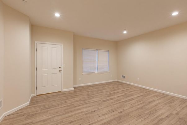 Empty room, Interior, Recessed Lighting, Wood Texture Flooring