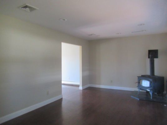 Empty room, Fireplace, Interior, Recessed Lighting, Wood Texture Flooring