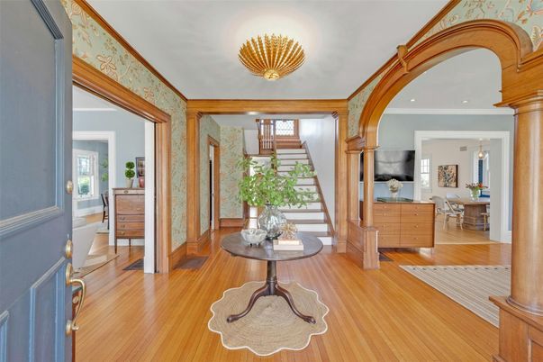 Dining room, Interior, Recessed Lighting, Wood Texture Flooring