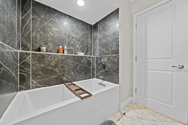 Bathroom, Interior, Marble, Marble Walls, Recessed Lighting