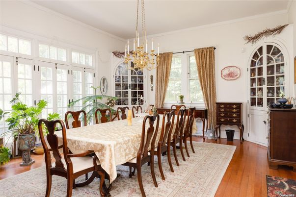 Chandelier, Dining room, Interior, Wood Texture Flooring