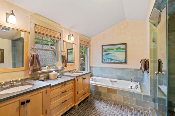 Bathroom, Dual Sink Vanities, Glass Shower, Interior