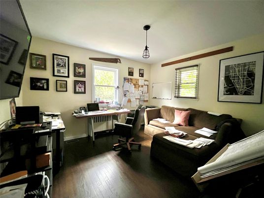 Home Office, Interior, Pendant Lights, Wood Texture Flooring