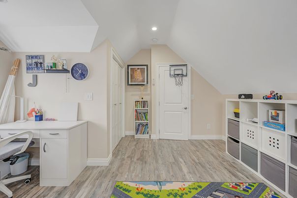 Home Office, Interior, Recessed Lighting, Wood Texture Flooring