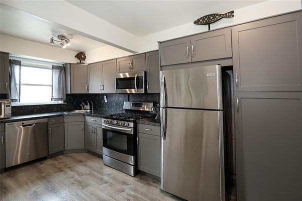 Interior, Kitchen, Stainless Steel Appliances, Wood Texture Flooring