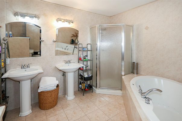 Bathroom, Dual Sink Vanities, Glass Shower, Interior