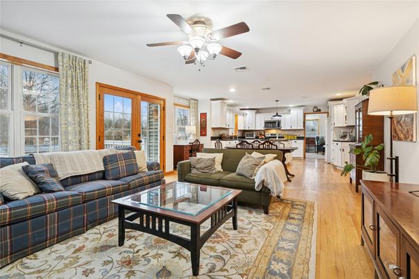 Interior, Kitchen, Living room, Pendant Lights, Recessed Lighting, Stainless Steel Appliances, Wood Texture Flooring