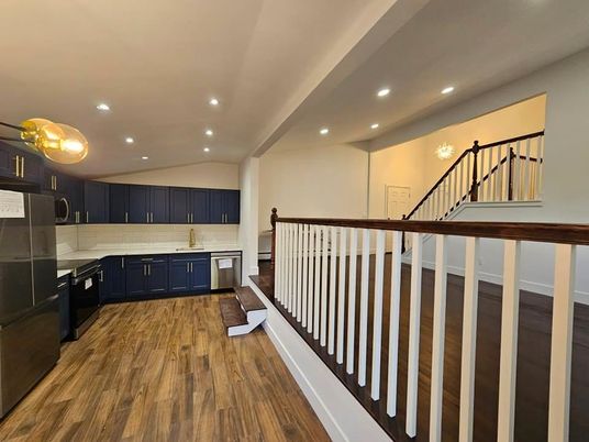 Interior, Kitchen, Recessed Lighting, Wood Texture Flooring