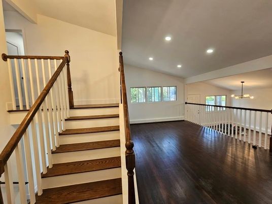 Chandelier, Interior, Recessed Lighting, Wood Texture Flooring