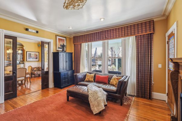 Fireplace, Interior, Recessed Lighting, Wood Texture Flooring