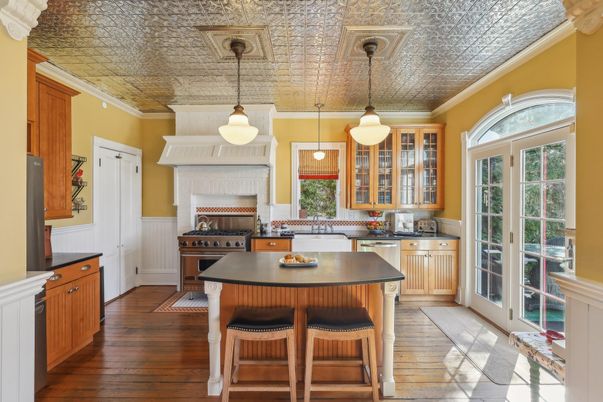 Interior, Kitchen, Pendant Lights, Stainless Steel Appliances, Wood Texture Flooring