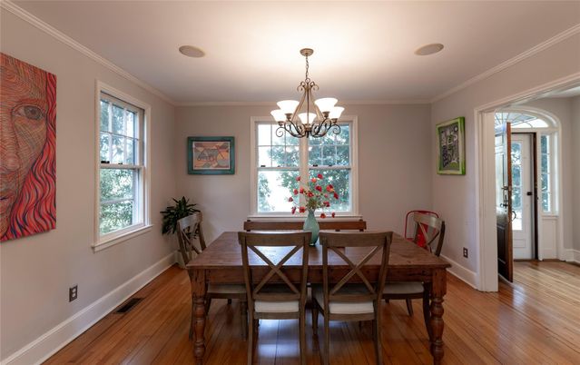 Chandelier, Dining room, Interior, Wood Texture Flooring