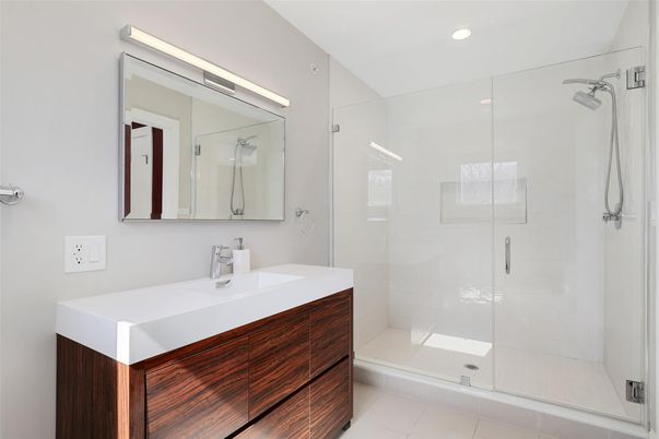 Bathroom, Glass Shower, Interior, Recessed Lighting