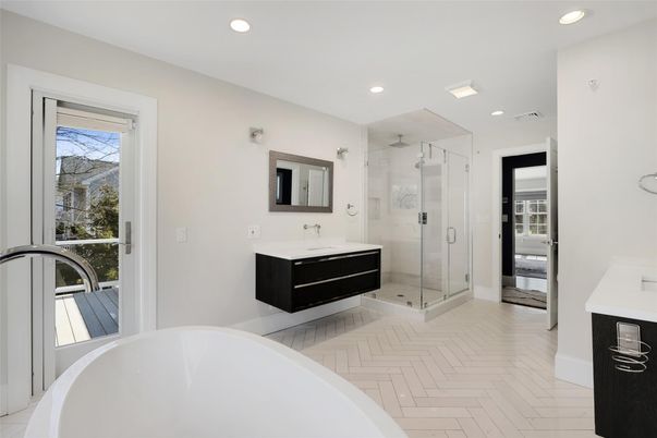 Bathroom, Dual Sink Vanities, Free Standing Baths, Glass Shower, Interior, Recessed Lighting