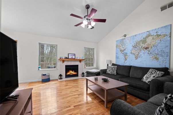 Fireplace, Interior, Living room, Wood Texture Flooring