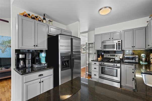 Interior, Kitchen, Stainless Steel Appliances, Wood Texture Flooring