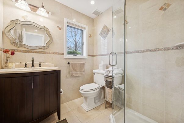 Bathroom, Glass Shower, Interior, Recessed Lighting