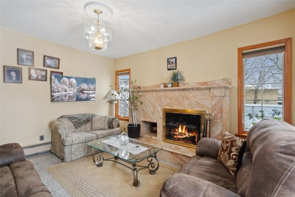 Chandelier, Fireplace, Interior, Living room