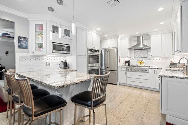 Interior, Kitchen, Pendant Lights, Recessed Lighting, Stainless Steel Appliances