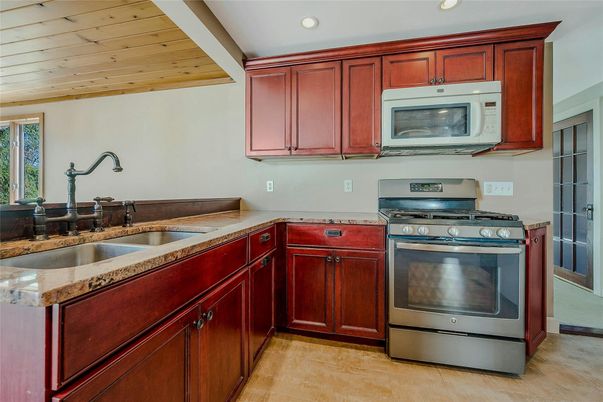 Interior, Kitchen, Recessed Lighting, Stainless Steel Appliances, Wooden Ceilings