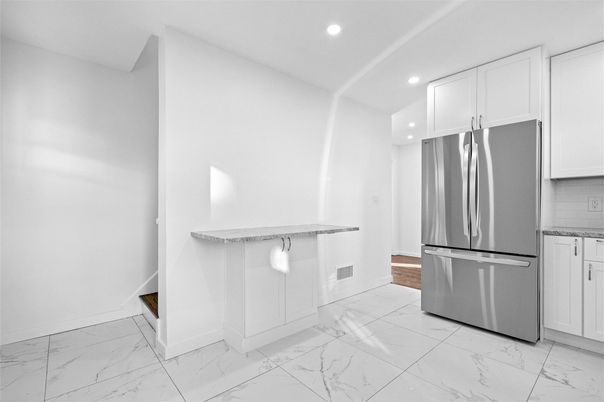 Interior, Kitchen, Marble, Recessed Lighting, Stainless Steel Appliances