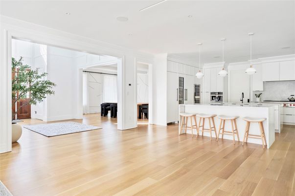 Interior, Kitchen, Pendant Lights, Recessed Lighting, Wood Texture Flooring