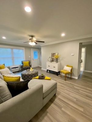 Interior, Living room, Recessed Lighting, Wood Texture Flooring