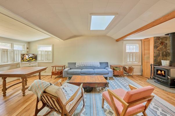 Fireplace, Interior, Living room, Stone Walls, Wood Texture Flooring