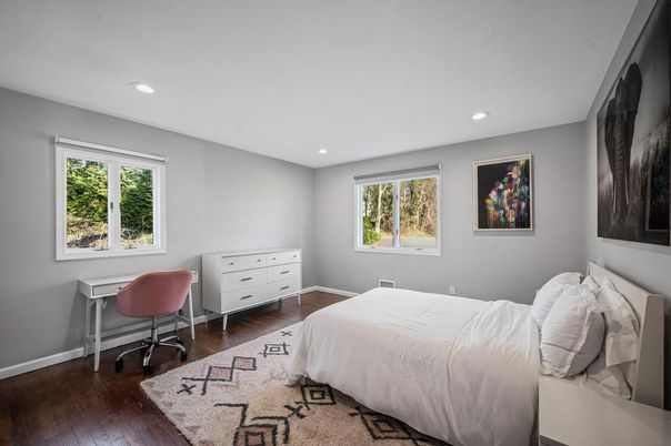 Bedroom, Home Office, Interior, Recessed Lighting, Wood Texture Flooring