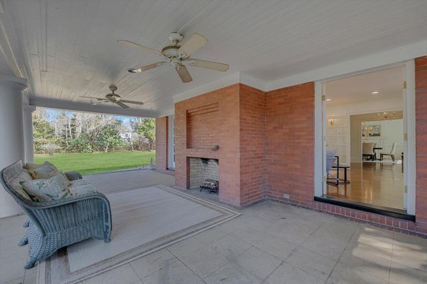 Fireplace, Interior, Recessed Lighting, Stone Walls