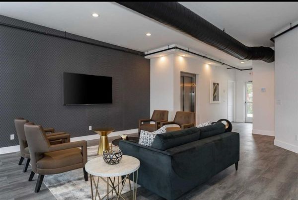 Interior, Living room, Recessed Lighting, Wood Texture Flooring