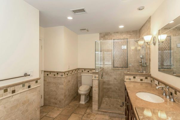 Bathroom, Dual Sink Vanities, Glass Shower, Interior, Recessed Lighting