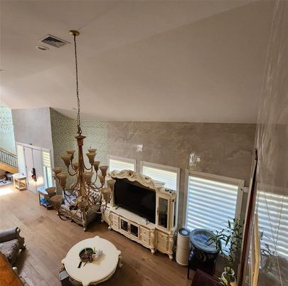 Chandelier, Interior, Wood Texture Flooring