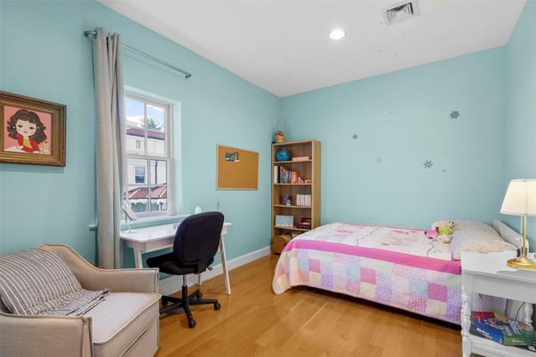 Bedroom, Home Office, Interior, Recessed Lighting, Wood Texture Flooring