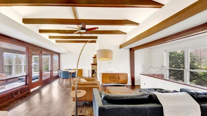 Interior, Living room, Wooden Beams, Wood Texture Flooring