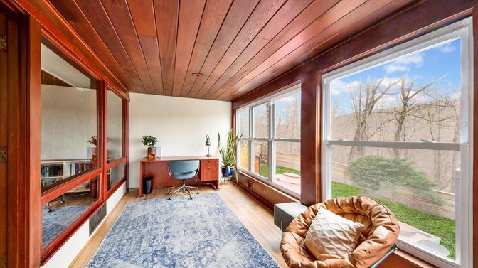 Home Office, Interior, Wooden Ceilings, Wood Texture Flooring