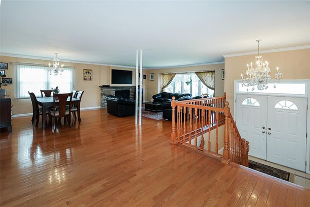 Chandelier, Dining room, Interior, Wood Texture Flooring