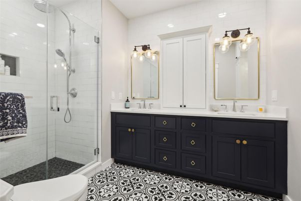 Bathroom, Dual Sink Vanities, Glass Shower, Interior