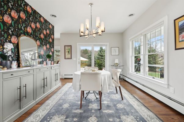 Chandelier, Dining room, Interior, Pendant Lights, Wood Texture Flooring