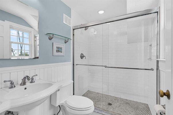 Bathroom, Glass Shower, Interior, Recessed Lighting