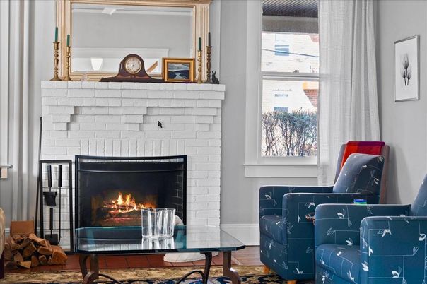 Fireplace, Interior, Stone Walls, Wood Texture Flooring