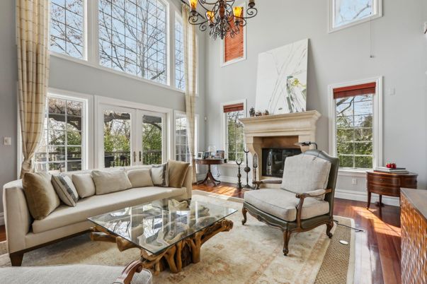 Chandelier, Fireplace, Interior, Living room, Wood Texture Flooring