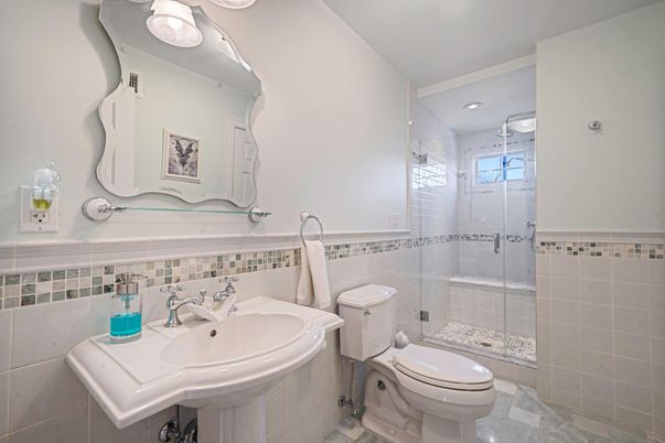 Bathroom, Glass Shower, Interior, Recessed Lighting