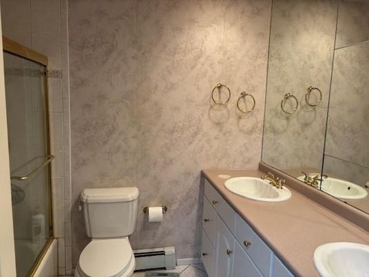 Bathroom, Dual Sink Vanities, Glass Shower, Interior, Tile Countertops