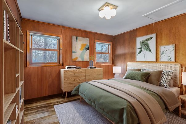 Bedroom, Interior, Wood Texture Flooring, Wooden Walls