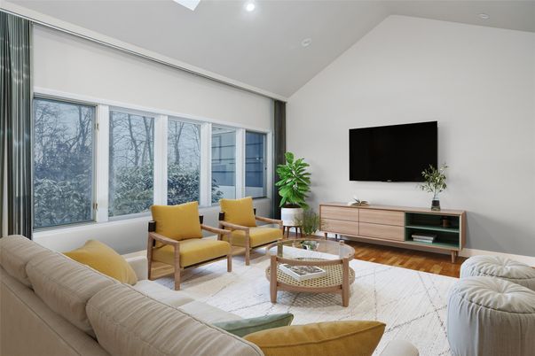 Interior, Living room, Recessed Lighting, Wood Texture Flooring